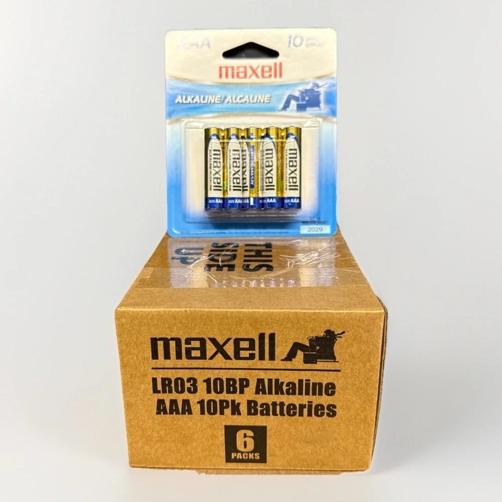60 Maxell 723810 LR03 10BP AAA 1.5V‎ Alkaline Batteries Long Lasting (6 PACK 10)